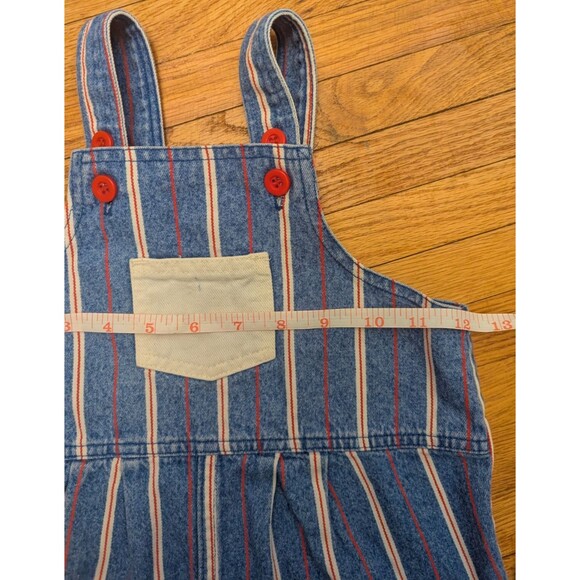 Vintage Healthtex Size 3T Striped Denim Overalls Romper 100% Cotton Made in USA - Picture 4 of 10